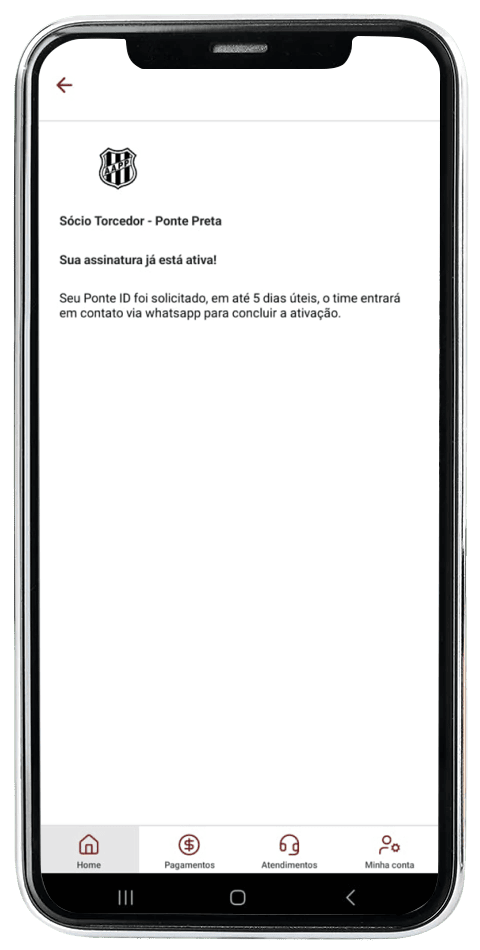 Passo 6 de ativação do plano Ponte Preta no computador